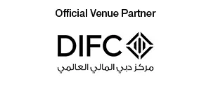 Logo of DIFC, Dubai International Financial Centre labeled as Official Venue Partner, in English and Arabic
