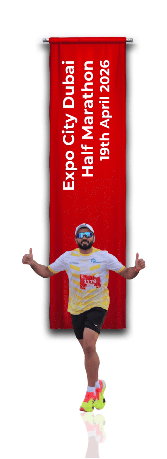 Man is running for the Expo City Dubai Half Marathon 2026