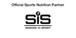 Logo of SiS (Science in Sport) with text Official Sports Nutrition Partner above it, in black and white.