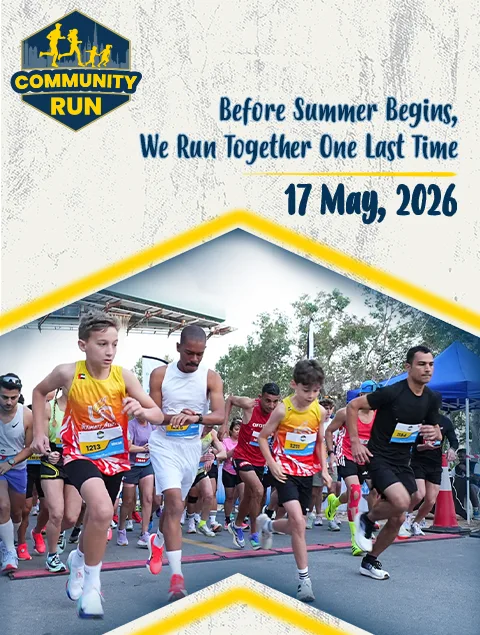 Runners starting a community race; text reads Before Summer Begins, We Run Together One Last Time, 17 May 2026 with Community Run logo.